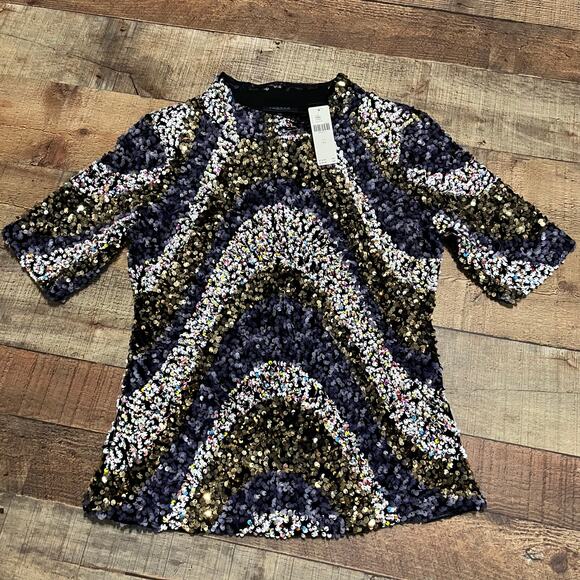 Anthropologie Maeve NEW Women's Multicolor Sequin Mockneck Top MSRP $138 Sz XS - Picture 6 of 7